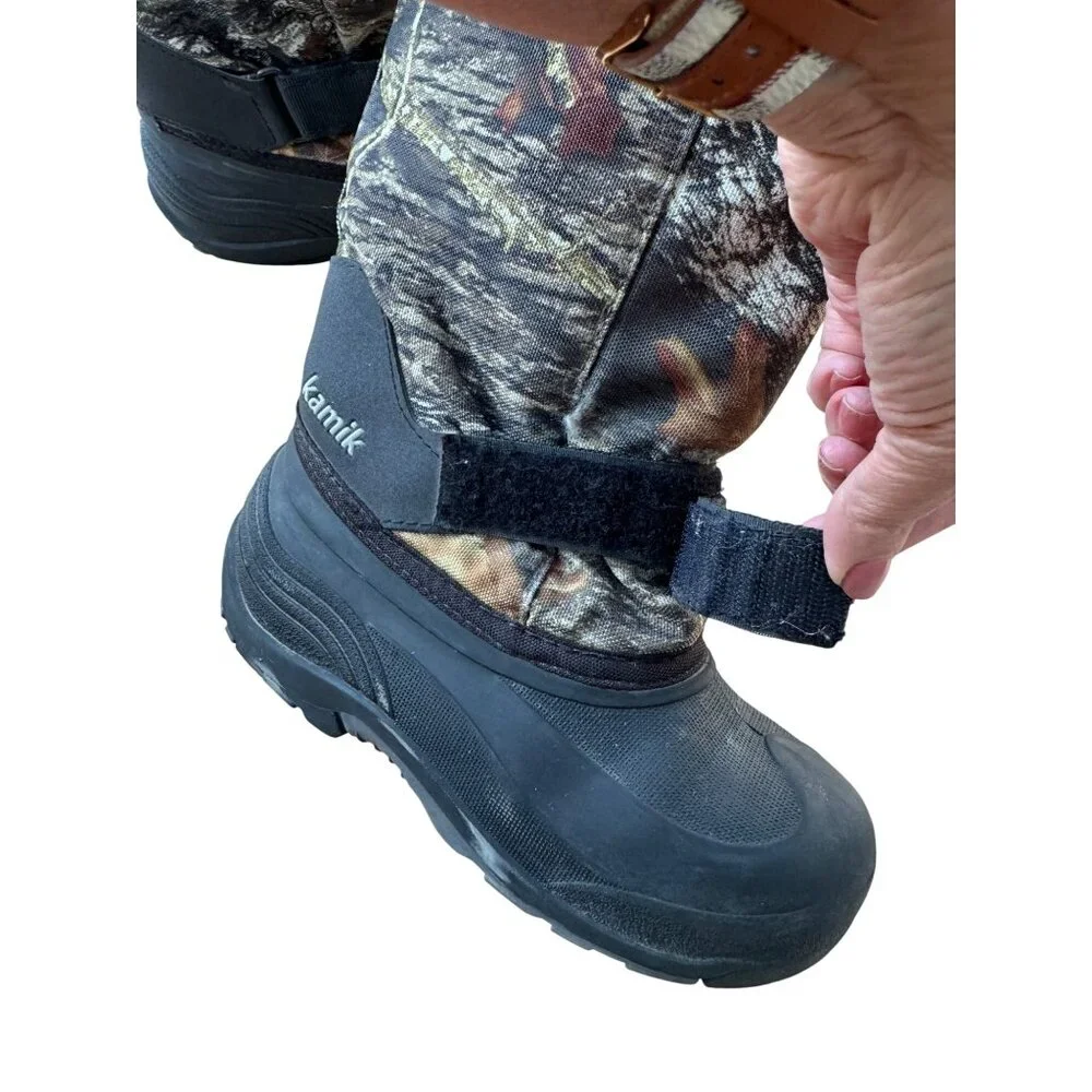 Kamik ROCKET CAMO Waterproof Insulated Snow Boots Sz 3 Outdoor Adjustable Strap